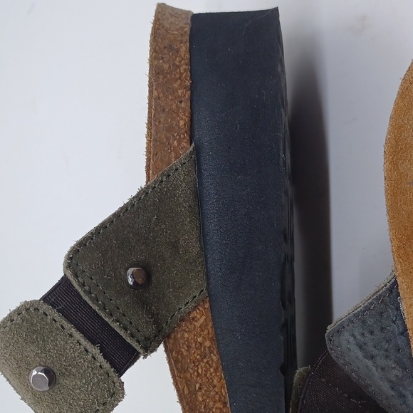 NAOT Ashley Like New Metal Stud Sandals Suede Leather 38 / 7 Cork Slide Green - Picture 11 of 14